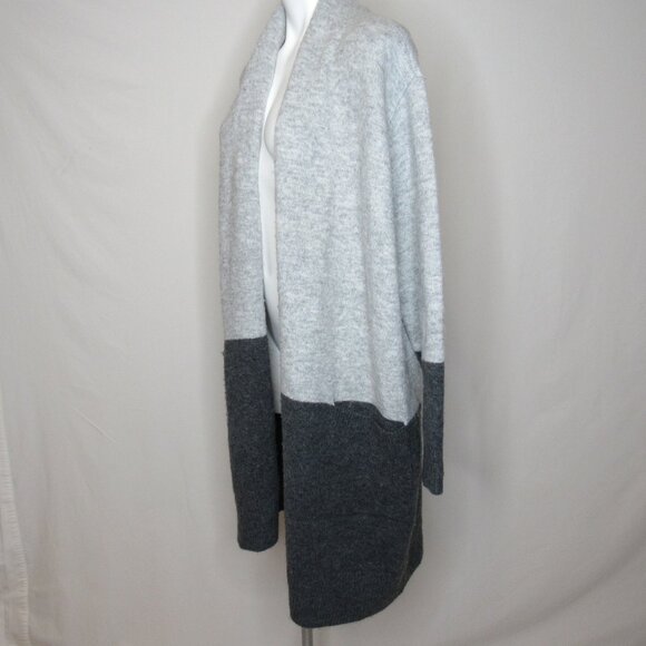 Michael Kors Gray Two Tone Long Open Cardigan Sweater Women's XL XLarge - Picture 2 of 9
